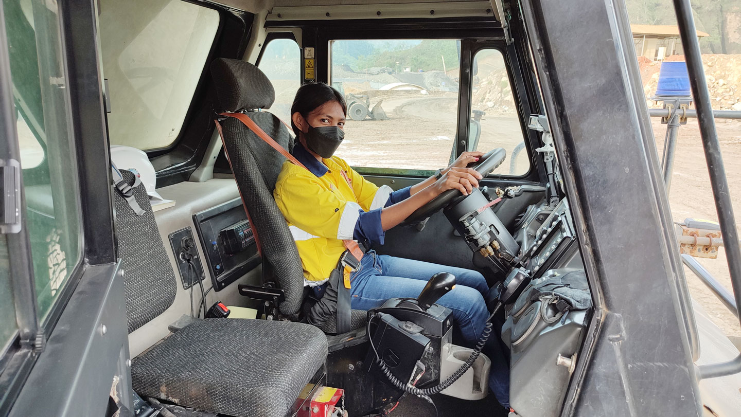 Female operator at the Wetar Copper Mine.